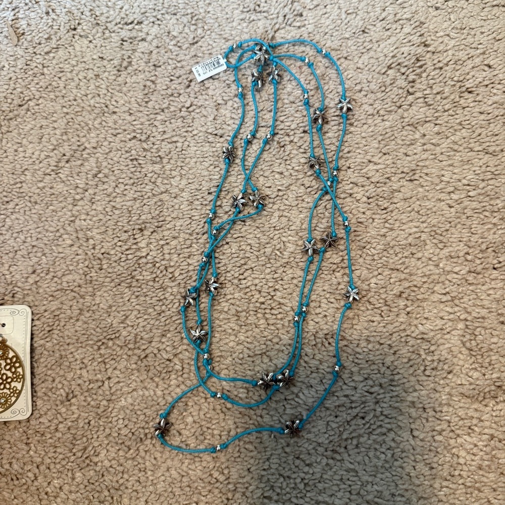 Brighton Starfish Turquoise Beaded Necklace with Silver Accents